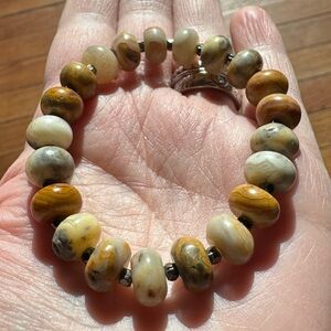 Crazy Lace Agate Rondelle Crystal Gemstone Stretch Bracelet Natural Healing